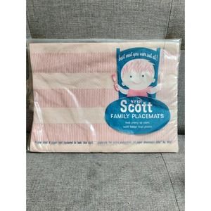 Vintage 1960 Scott Family Pink & Cream Stripe Placemats